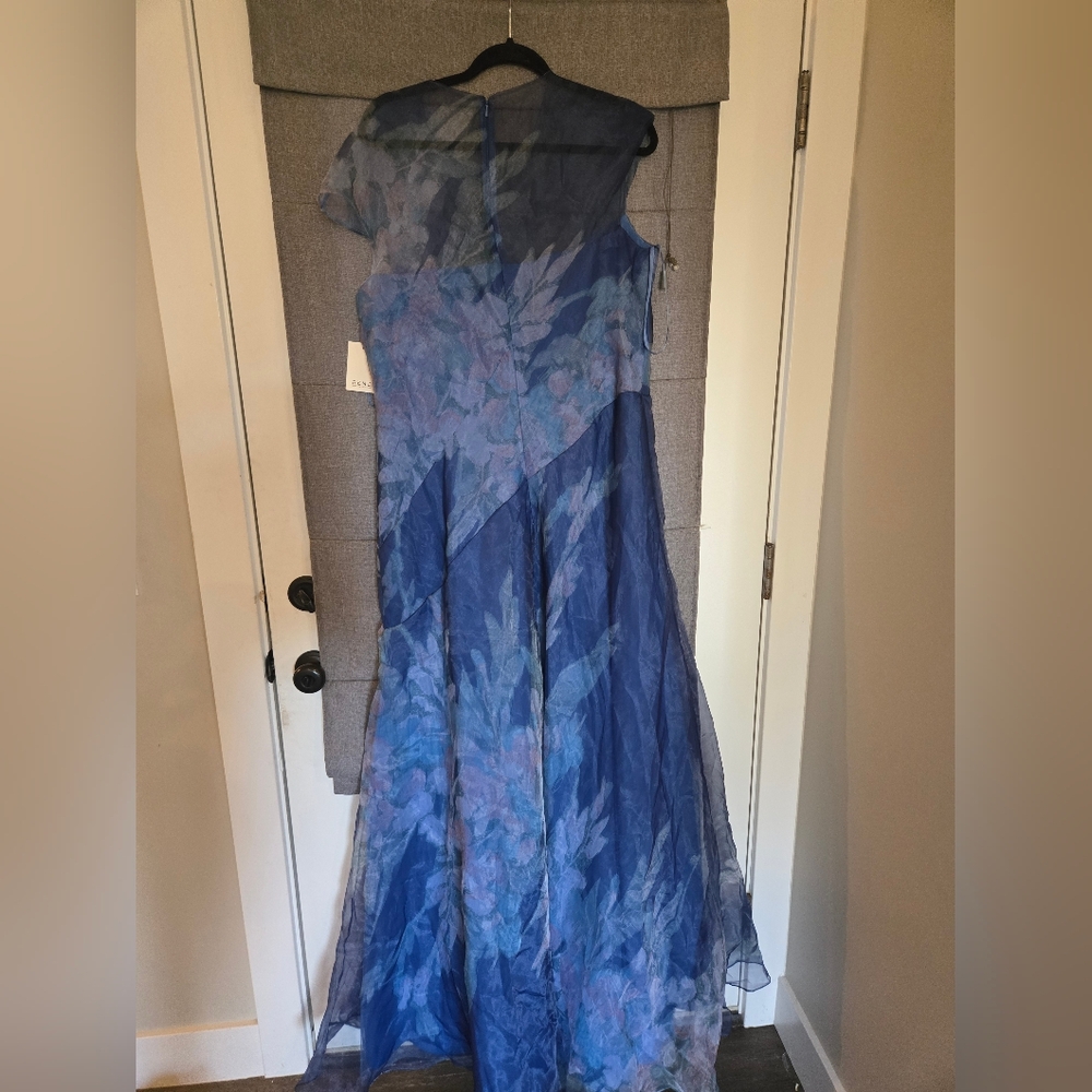 Rene Ruiz Blue Floral  organza formal gown Dress - Picture 3 of 12